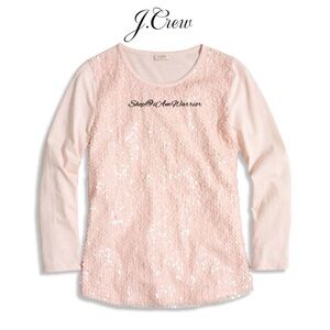 J.Crew (factory) blush sequin tulle layered crewneck top *shop@iamwarrior